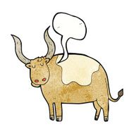 cartoon ox with speech bubble N8