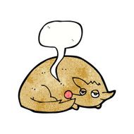 cartoon curled up dog with speech bubble N11