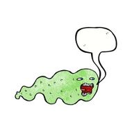 cartoon ghost with speech bubble N25