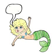 cartoon pretty mermaid with speech bubble N41