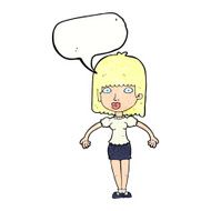 cartoon woman shrugging shoulders with speech bubble N522