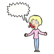 cartoon woman telling lies with speech bubble N11