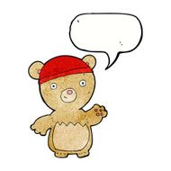 cartoon teddy bear wearing hat with speech bubble N3