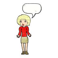 cartoon woman shrugging shoulders with speech bubble N524
