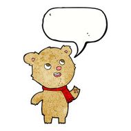 cartoon teddy bear wearing scarf with speech bubble N17