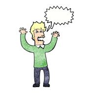 cartoon terrified man with speech bubble N227