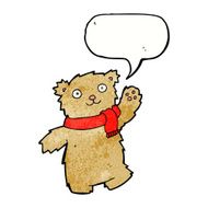 cartoon teddy bear wearing scarf with speech bubble N18