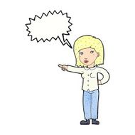 cartoon woman pointing with speech bubble N226