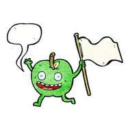 cartoon apple with flag speech bubble N10