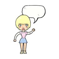 cartoon waving woman with speech bubble N158