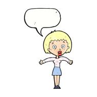 cartoon woman shrugging shoulders with speech bubble N525