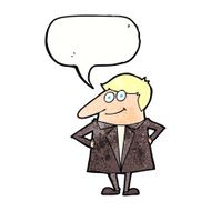 cartoon happy man in suit with speech bubble N10