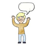 cartoon terrified man with speech bubble N228