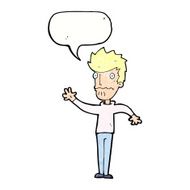 cartoon worried man reaching out with speech bubble N22