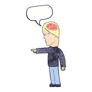 cartoon clever man pointing with speech bubble N10