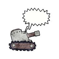 cartoon army tank with speech bubble N7