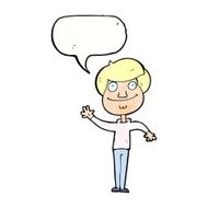 cartoon happy man waving with speech bubble N42