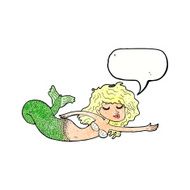 cartoon mermaid with speech bubble N72
