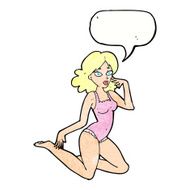 cartoon woman in lingerie with speech bubble N54