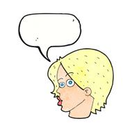 cartoon female face with speech bubble N163