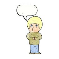 cartoon shy boy with speech bubble N22
