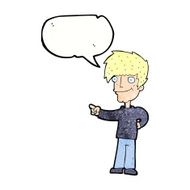 cartoon man pointing with speech bubble N203