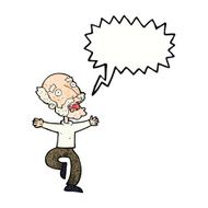 cartoon old man having a fright with speech bubble N11