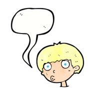 cartoon surprised boy with speech bubble N30
