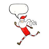 cartoon running santa with speech bubble N14