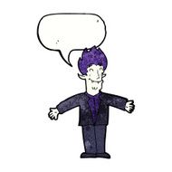 cartoon happy vampire with speech bubble N43