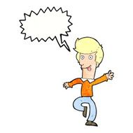 cartoon man dancing with speech bubble N7