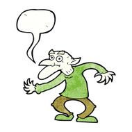 cartoon goblin with speech bubble N11