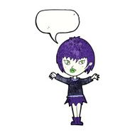 cartoon vampire girl with speech bubble N240