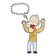 cartoon old man getting a fright with speech bubble N10