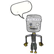 cartoon old robot with speech bubble N11