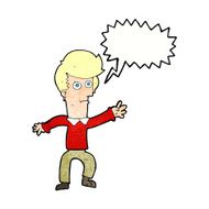 cartoon man waving with speech bubble N31