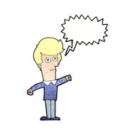 cartoon man punching with speech bubble N11