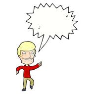 cartoon happy man pointing with speech bubble N64