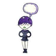 cartoon pretty vampire girl with speech bubble N32