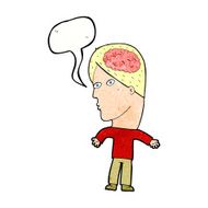 cartoon man with brain symbol speech bubble N22