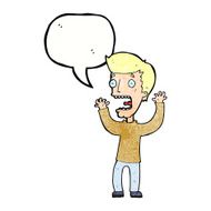 cartoon frightened man with speech bubble N87