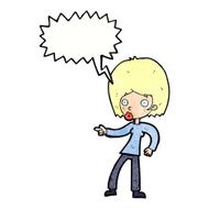 cartoon woman pointing with speech bubble N227