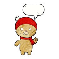 cartoon waving teddy bear with speech bubble N39