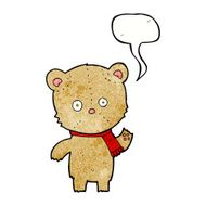 cartoon waving teddy bear with speech bubble N40