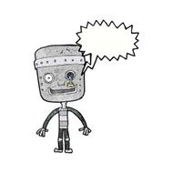cartoon funny robot with speech bubble N86