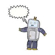 cartoon funny robot with speech bubble N87