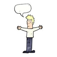 cartoon happy man with speech bubble N479