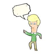 cartoon man pointing with speech bubble N208