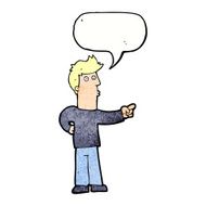 cartoon curious man pointing with speech bubble N10