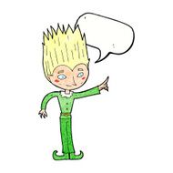 cartoon magic christmas elf with speech bubble N11